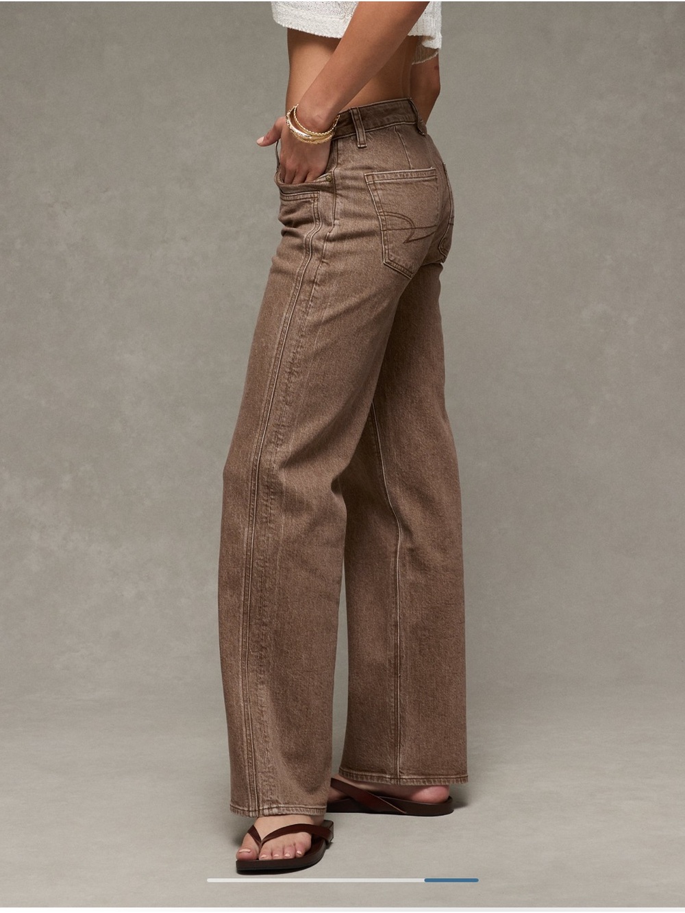 High-Rise Wide-Leg Jeans in Brown